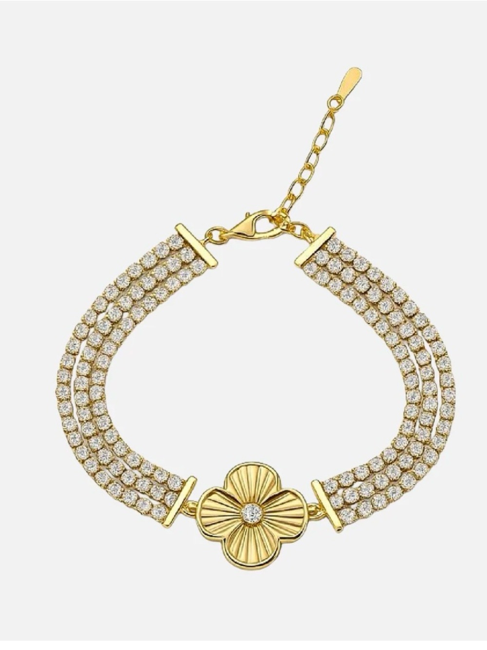 MKF Collection Three rows of pav-set CZ Braclet